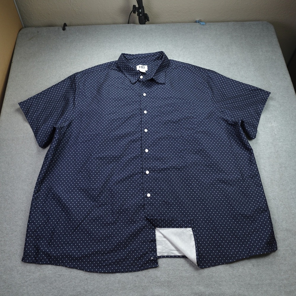 Harbor Bay Shirt Mens 3XL Navy Blue Geometric Dotted HB Fit DXL Casual Button Up